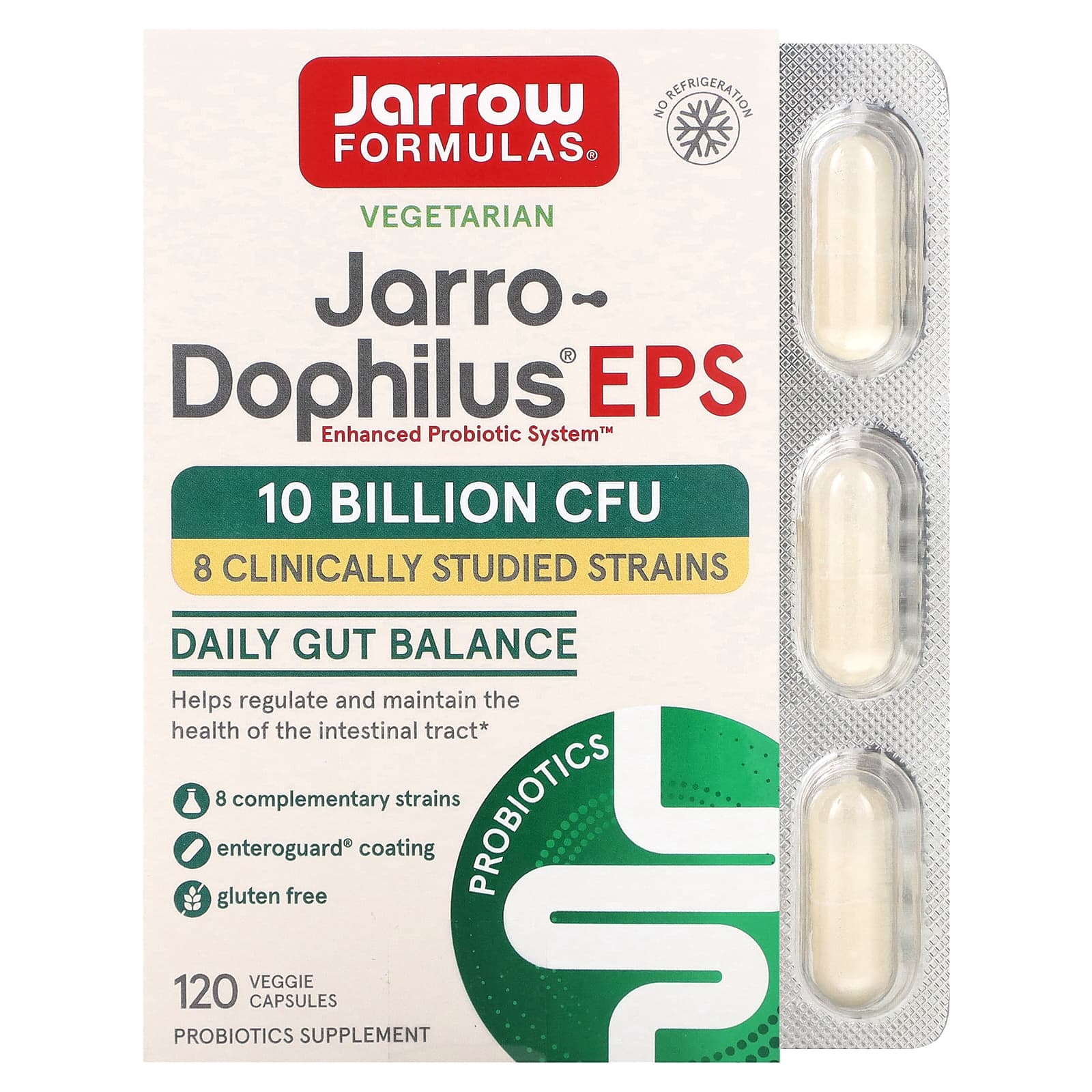 Jarrow Formulas, جارو-دوفيلس إي بي إس، 10 مليار، 120 كبسولة نباتية (5 مليار لكل كبسولة)