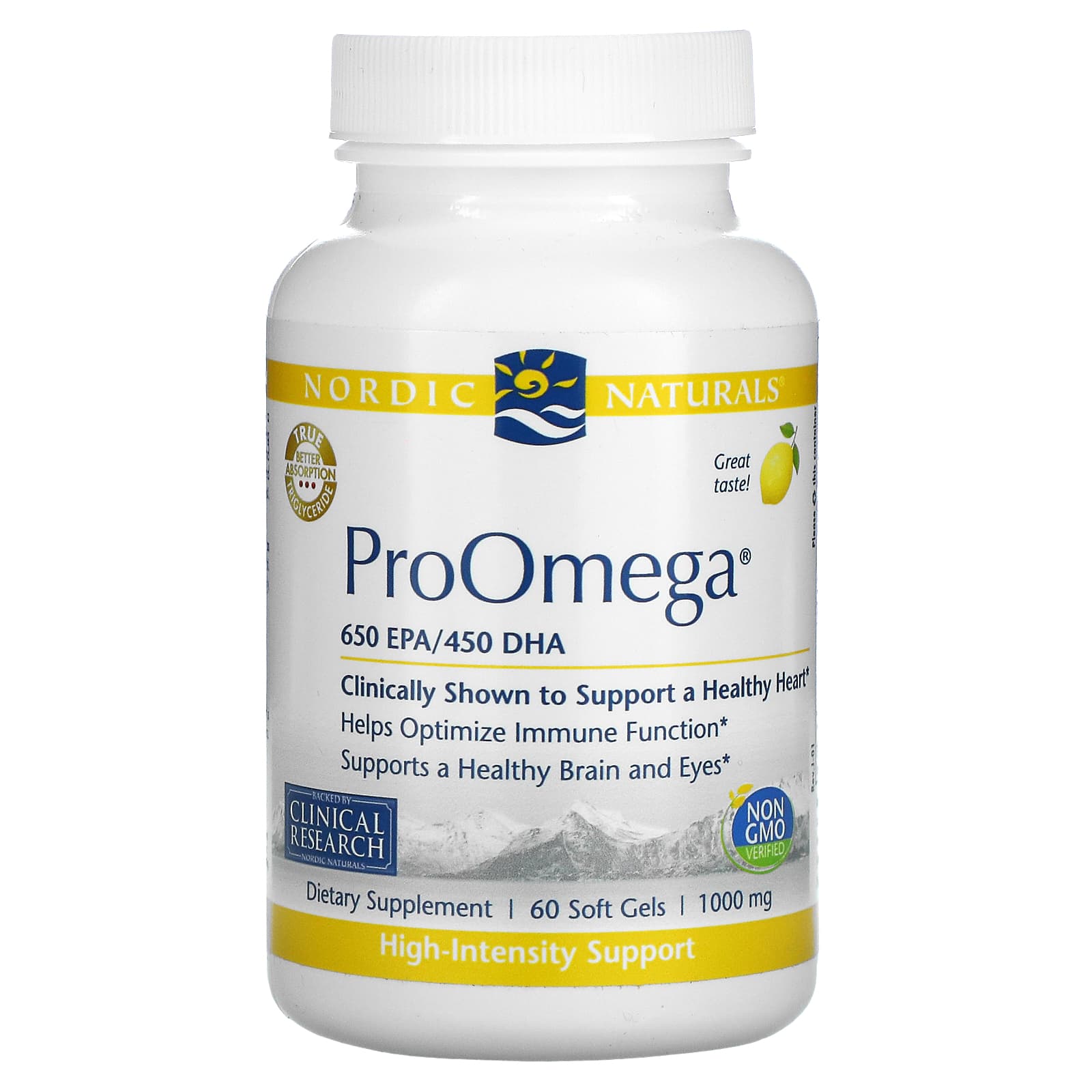 Nordic Naturals, ProOmega، بالليمون، 1,000 ملجم، 60 كبسولة هلامية طرية