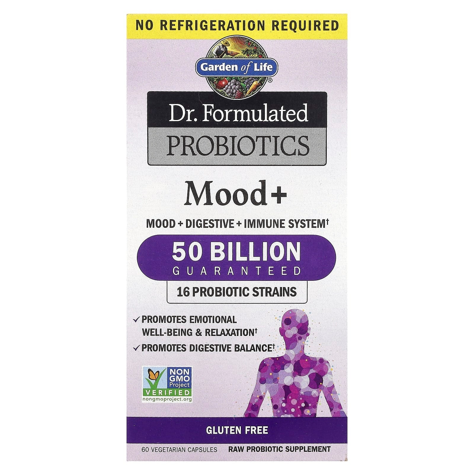 Garden of Life, Dr. Formulated Probiotics, Mood+, 60 كبسولة نباتية
