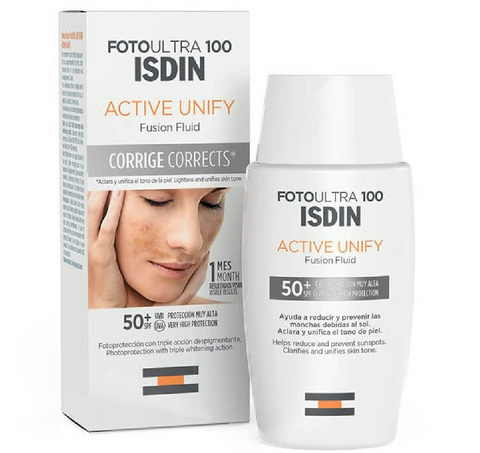 Isdin, Fotoultra 100 Active Sunscreen Unify Fusion Fluid بدون لون، 50 مل