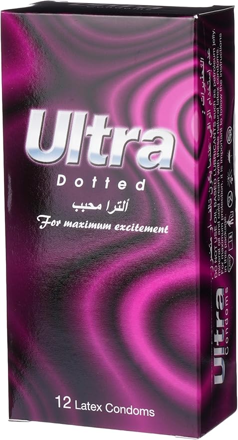 Ultra، 12 واقيًا ذكريًا لاتكس - منقط