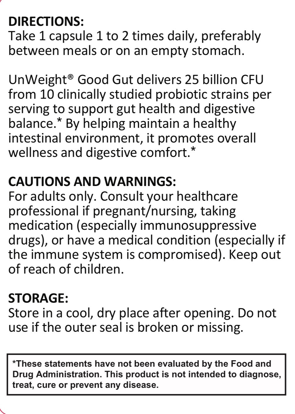 Unweight، أمعاء جيدة، 50 كبسولة