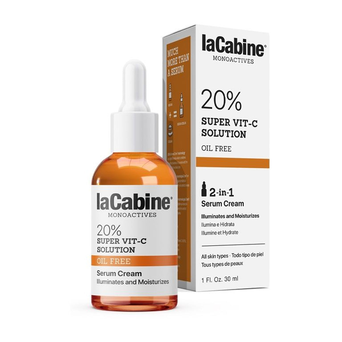 Lacabine, Super Vit-C Solution 2IN1 Serum Cream, 20%, 30 مل