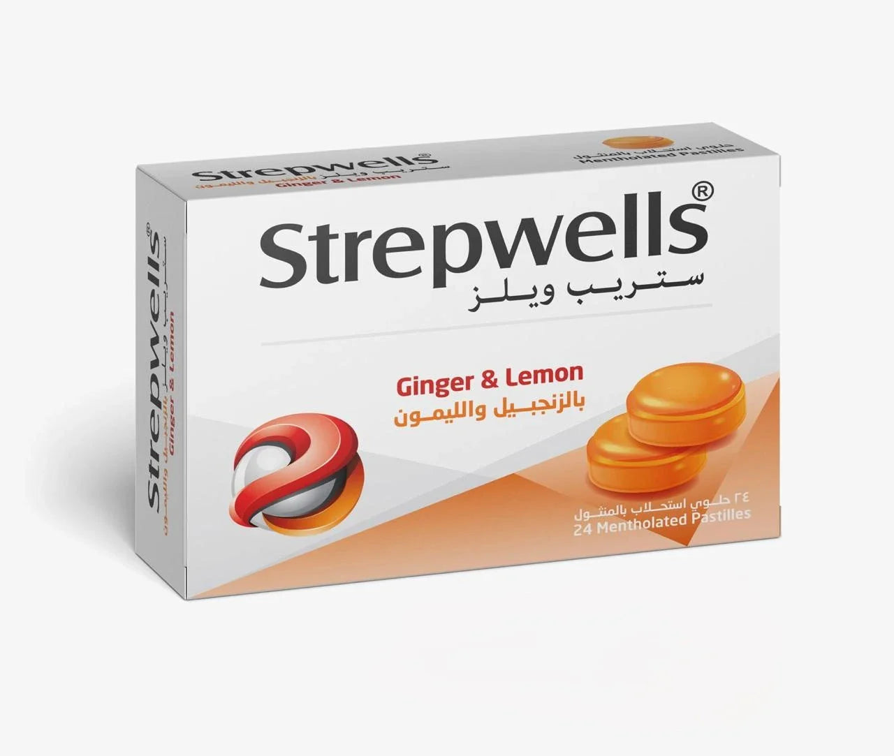 Strepwells, Ginger and Lemon, 24 Lozenges
