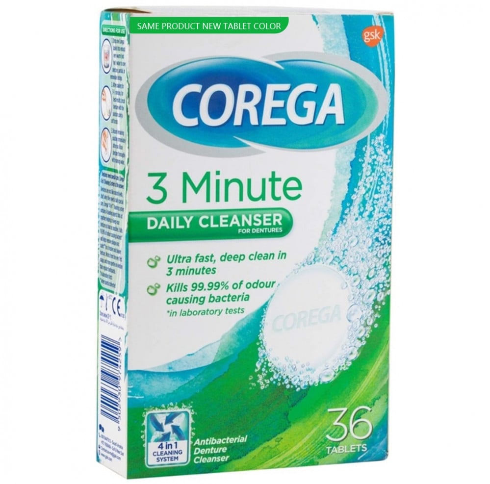 Corega, 3 Min Cleanser Denture 4IN1, 36 Tablets