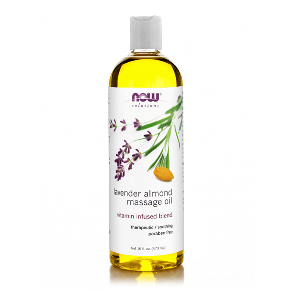 NOW Foods، زيت التدليك باللوز واللافندر من Now، 473 مل