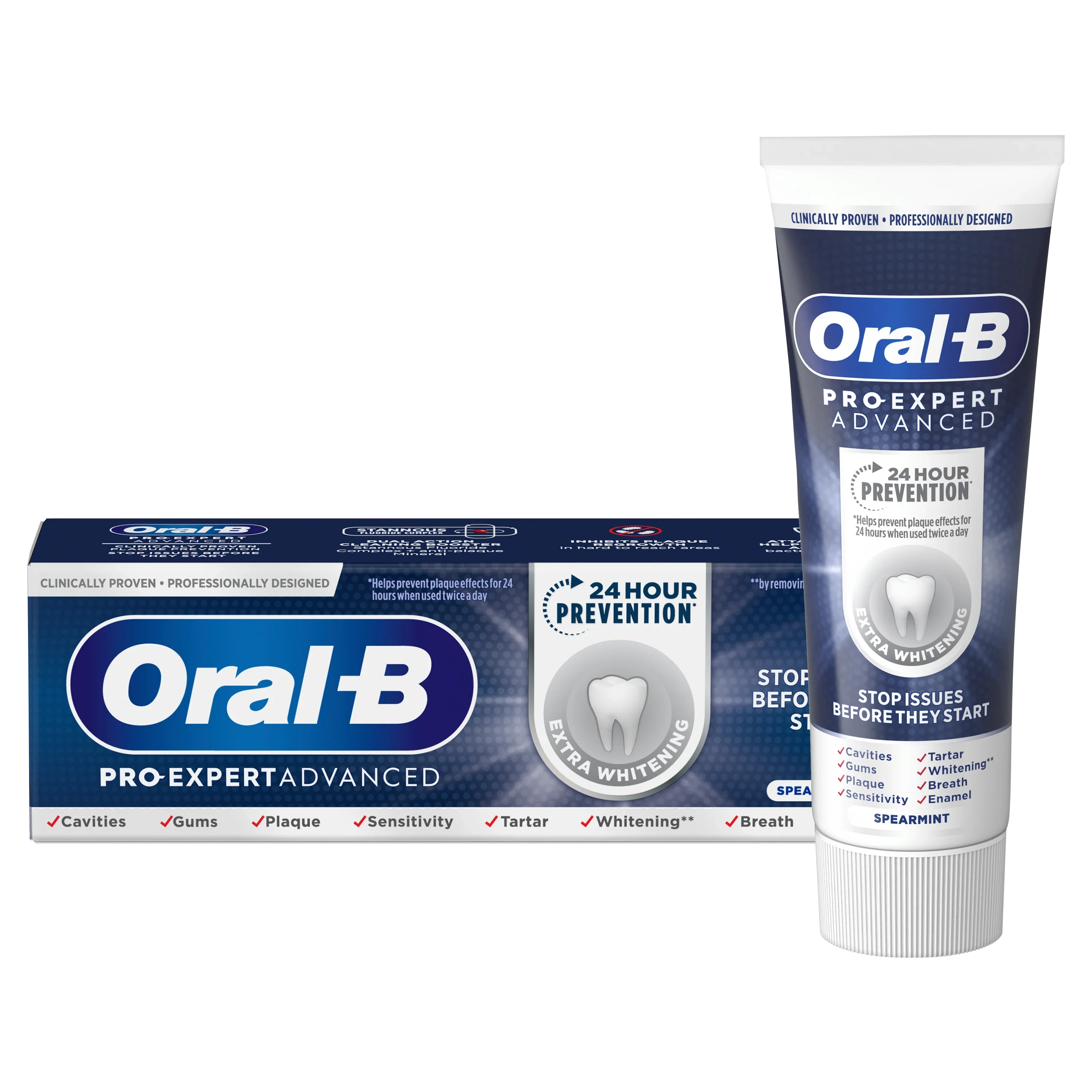 Oral-B, معجون أسنان مبيض (قوة إضافية)، 25%، 100 مل، عبوتان