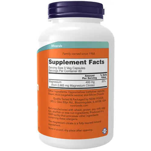 NOW Foods Magnesium Citrate - 240 Veg Capsules