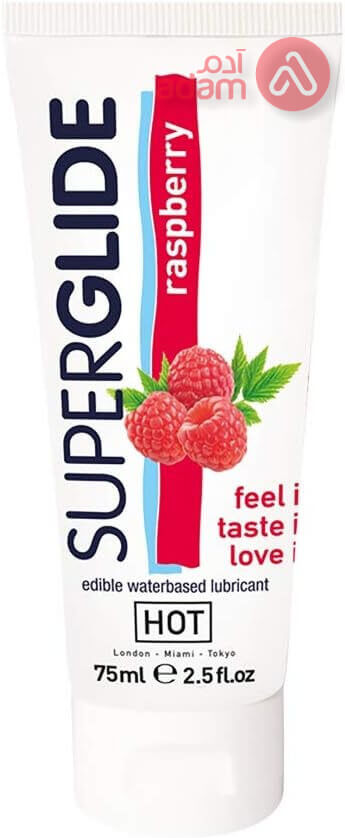 Hot, Superglide Edible Lubricant Waterbased Raspberry, 75 ml