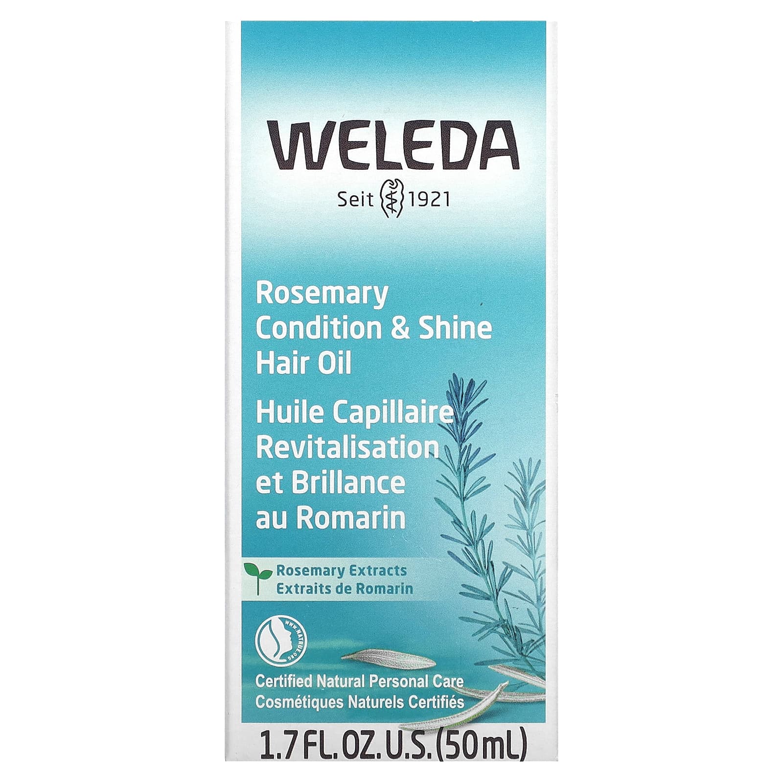 Weleda, زيت الشعر للعناية والإشراق، بخلاصة إكليل الجبل، 1.7 أونصة سائلة (50 مل)