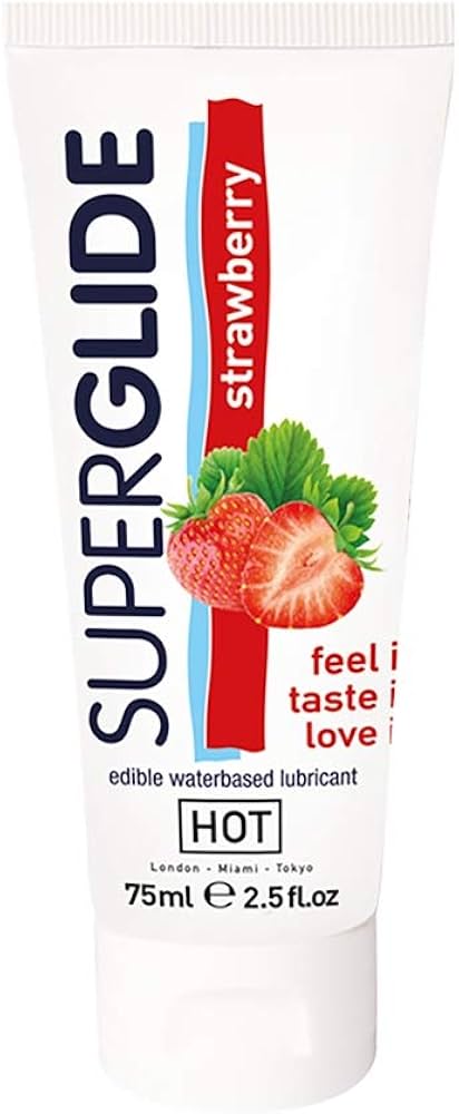 Hot, Superglide Edible Lubricant Waterbased Strawberry, 75 ml