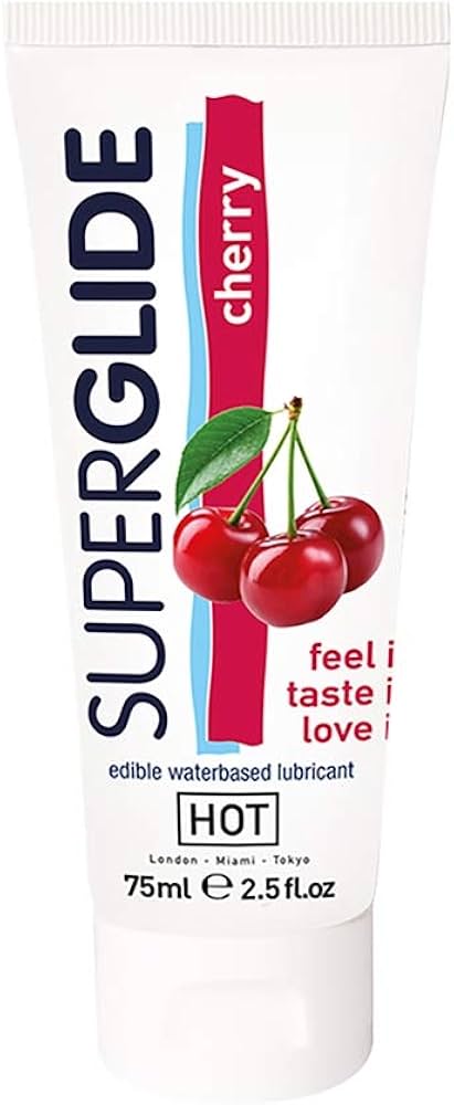 Hot, Superglide Edible Lubricant Waterbased Cherry, 75 ml