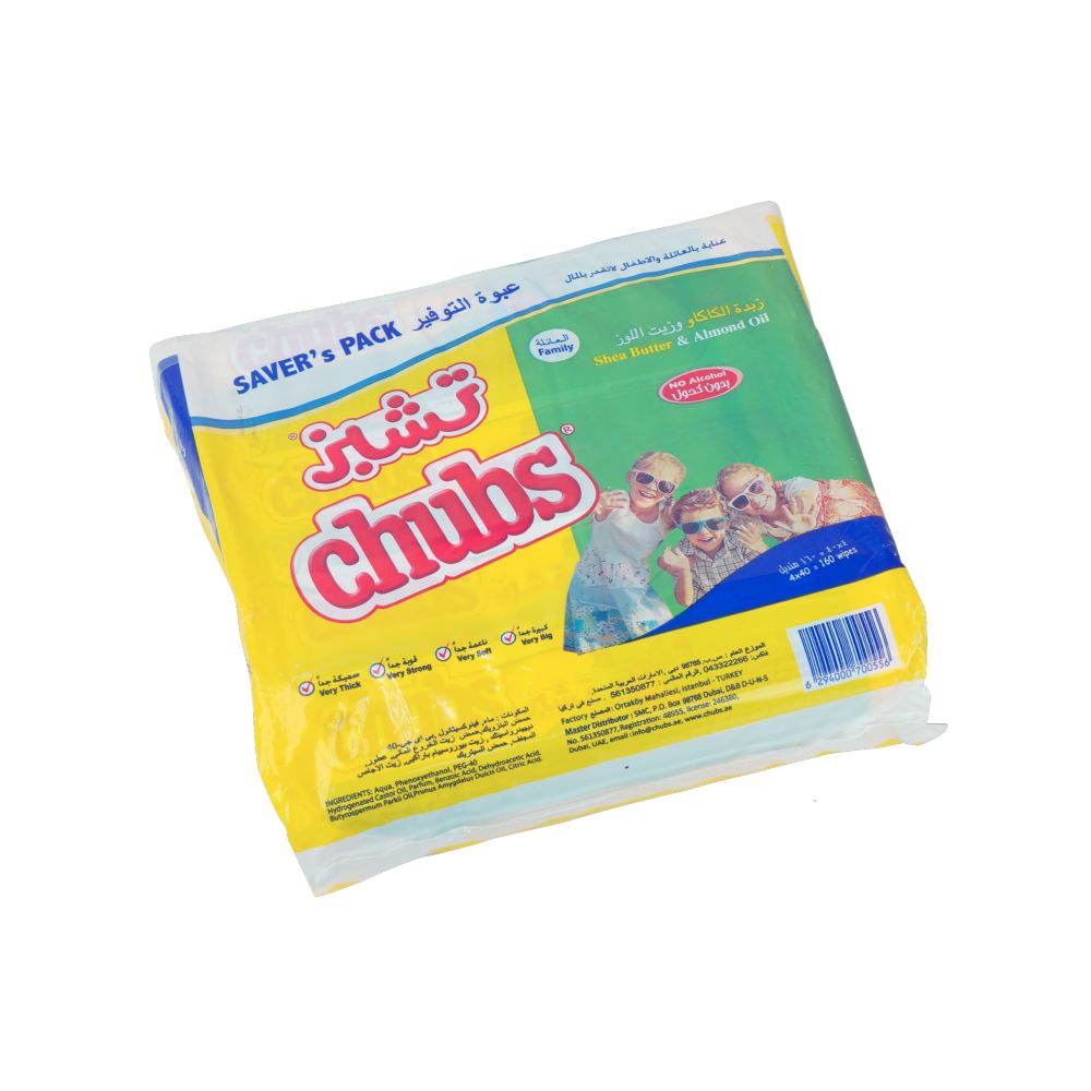 Chubs, Family Shea Butter & Almond Oil, 160 Wipes