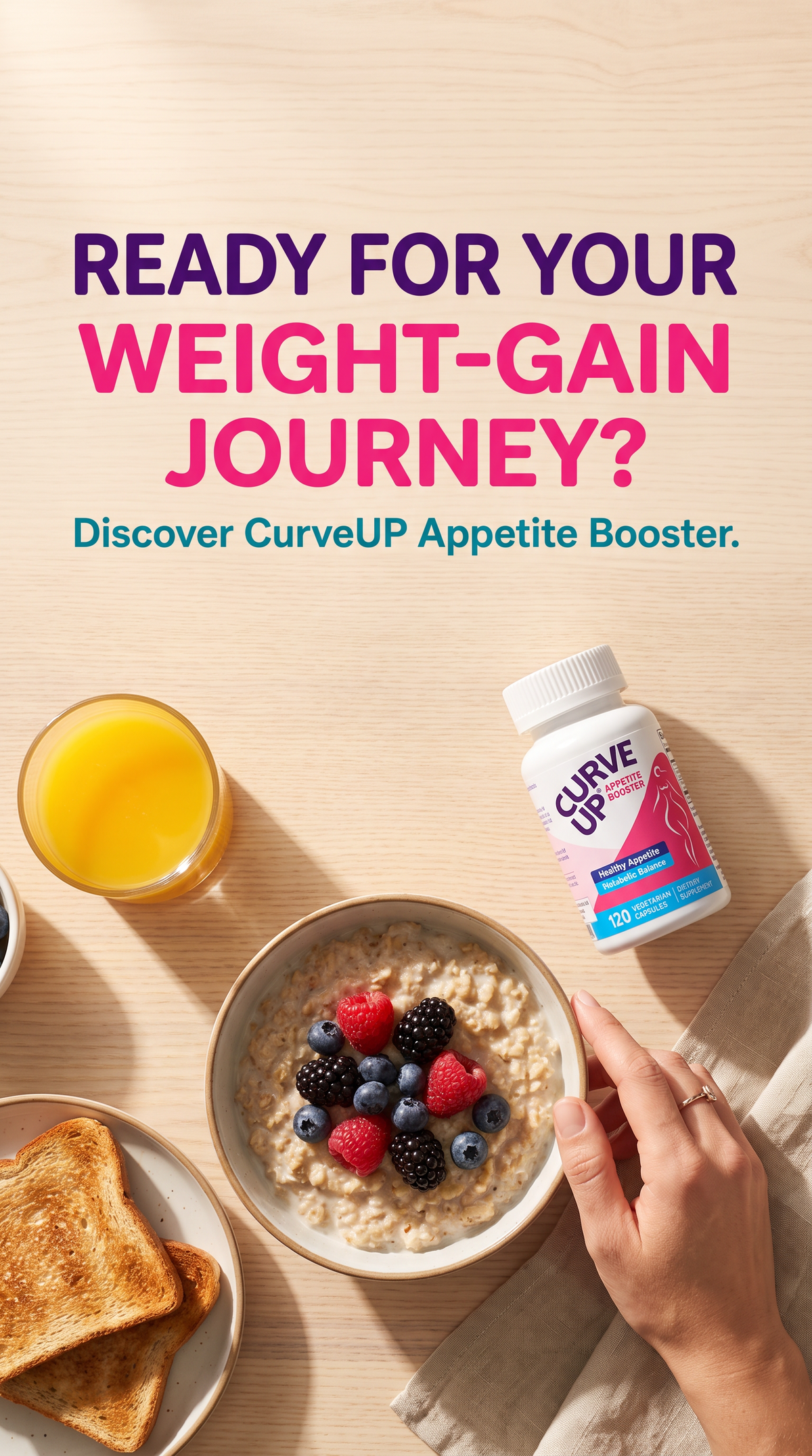 CurveUP Appetite Booster، 120 كبسولة نباتية