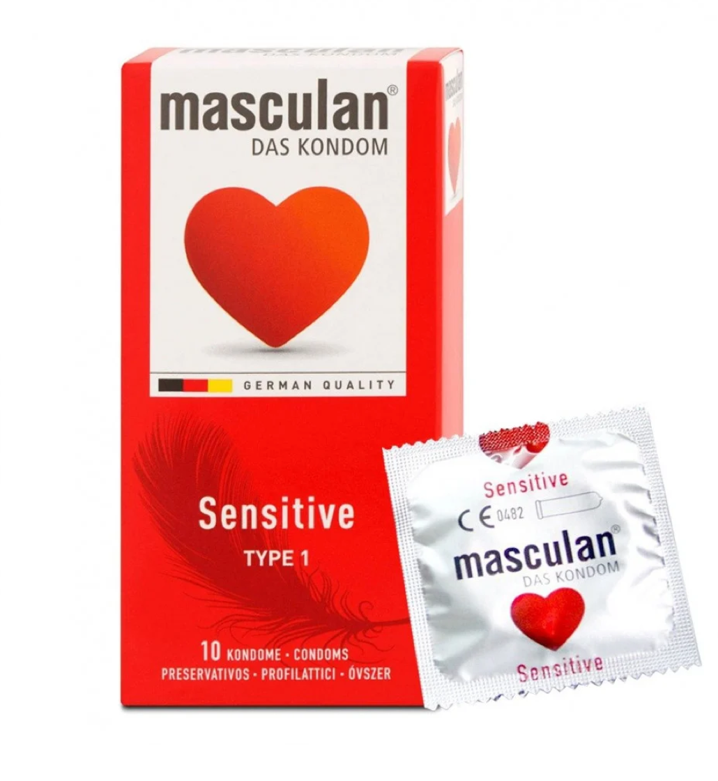 ماسكولان، واقي ذكري حساس أحمر، 10 حبات