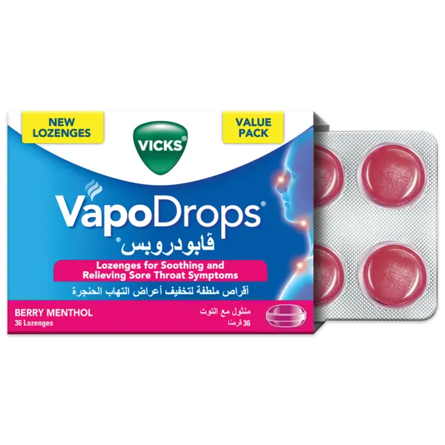 Vicks, Vapodrops Berry Menthol Tablets, 36 Count