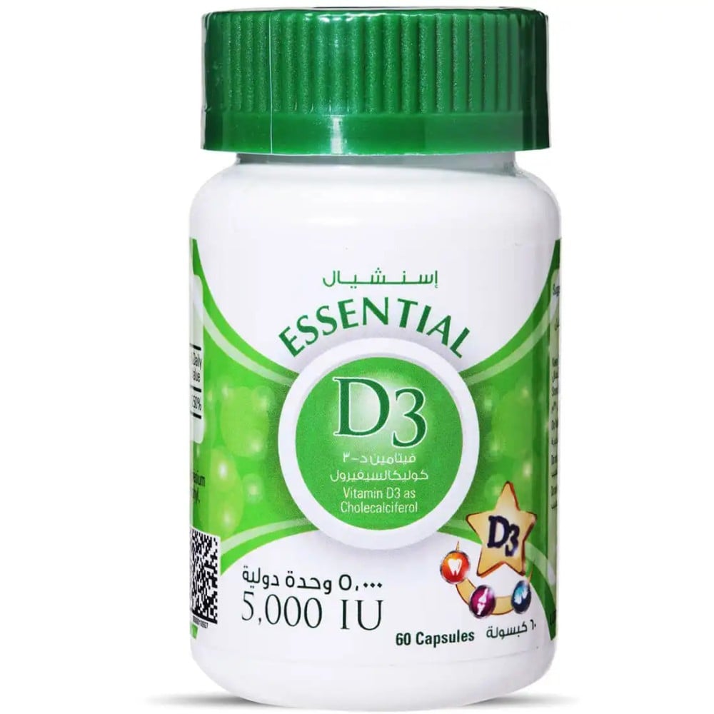 Essential, D-3, 5,000 IU, 60 Capsules