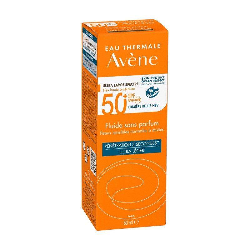 Avene، سائل حماية عالي جدًا من الشمس وخالٍ من العطور، عامل حماية 50، 50 مل