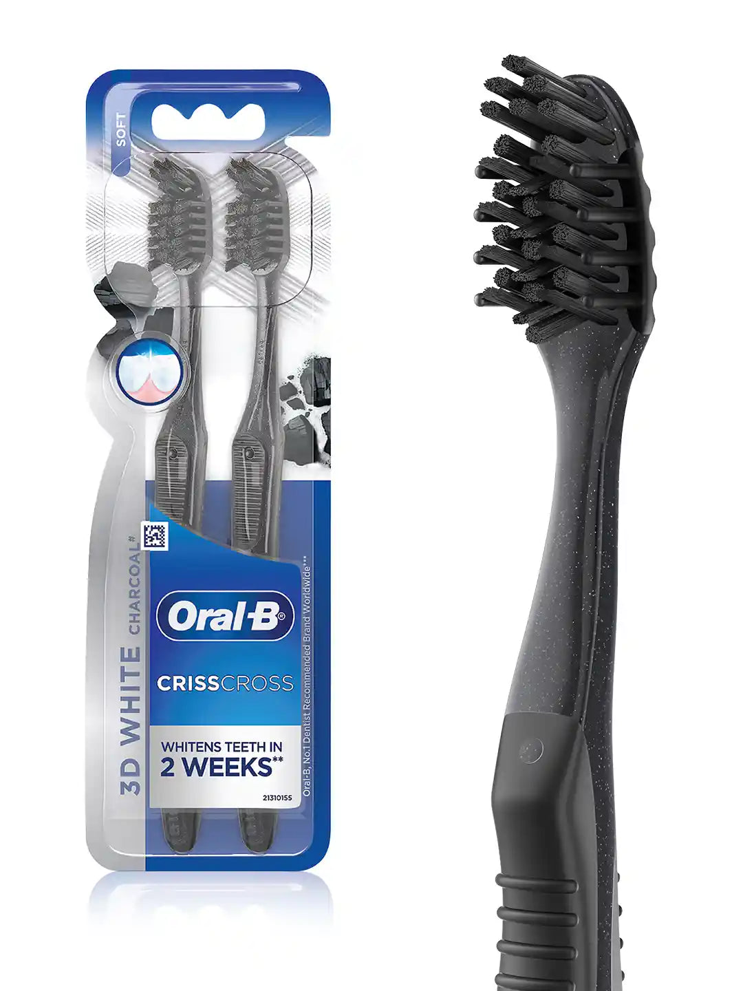 Oral-B, 3D White Criss-Cross Charcoal Toothbrush Soft, 2 Count
